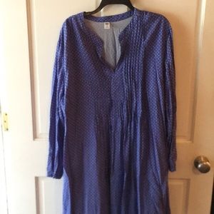 Old navy long sleeve blue & white print dress xxl
